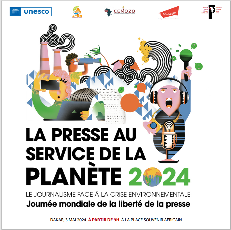 Médias et  Environnement à l'honneur

@PanosAO en partenariat ave l' @UNESCO_Dakar , @article19wafric , @AJTREXsn , @CENOZO_Afrique
vous convie à la célébration de la liberté de la presse, le 03 mai 2024, à Dakar. 
#JournéeDeLaLibertéDeLaPresse 
#LibertéDeLaPresse