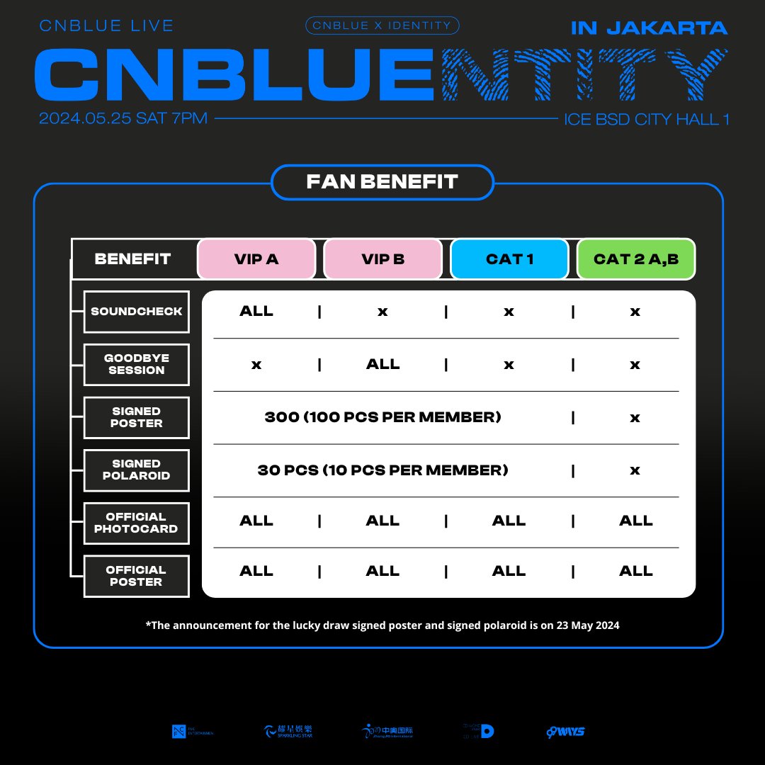 [SEAT PLAN & FAN BENEFIT] < 2024 CNBLUE LIVE 'CNBLUENTITY' IN JAKARTA > Date: May 25, 2024 (Sat) 7:00 PM (local time) Venue: ICE BSD CITY HALL 1 For more info visit >> nk weverse.io/cnblue/notice/… #CNBLUE #씨엔블루 #CNBLUENTITY #CNBLUENTITYinJKT