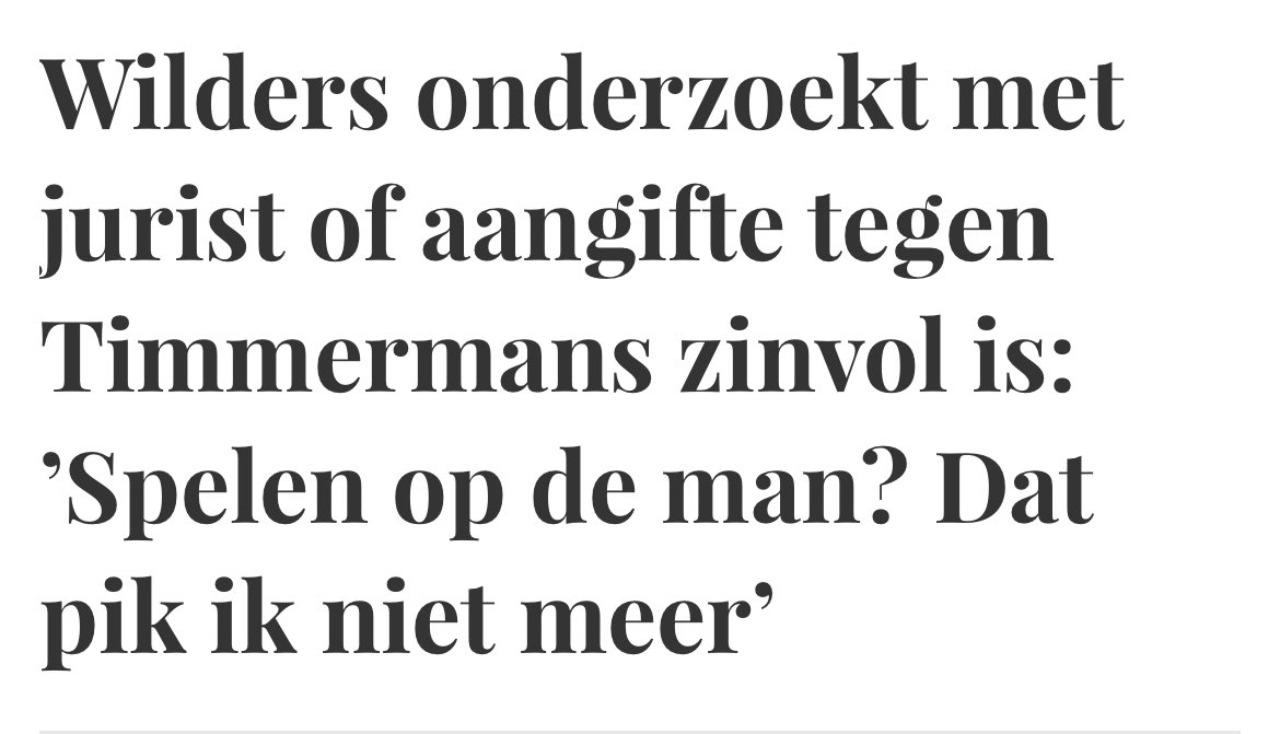 'Sigrid Kaag is een heks' 'Hugo de Jonge is een gestoorde gek' 'Timmermans is het ergste dat Nederland kan overkomen' Maar nu pikt de uitvinder van het op de man spelen het niet meer. Alsof Emile Ratelband aangifte gaat doen omdat iemand anders 'Tjakka' zei.