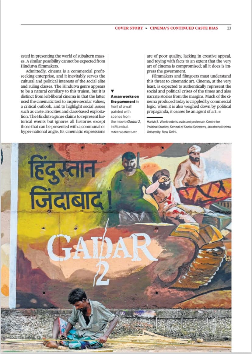 '#HindutvaCinema is of poor quality, lacks creative appeal and overtly appears as a banal political agenda to impress the ruling classes. Such efforts kill the creative and intellectual spirit of cinematic art.' -In my Cover Story for the recent issue of the @frontline_india .