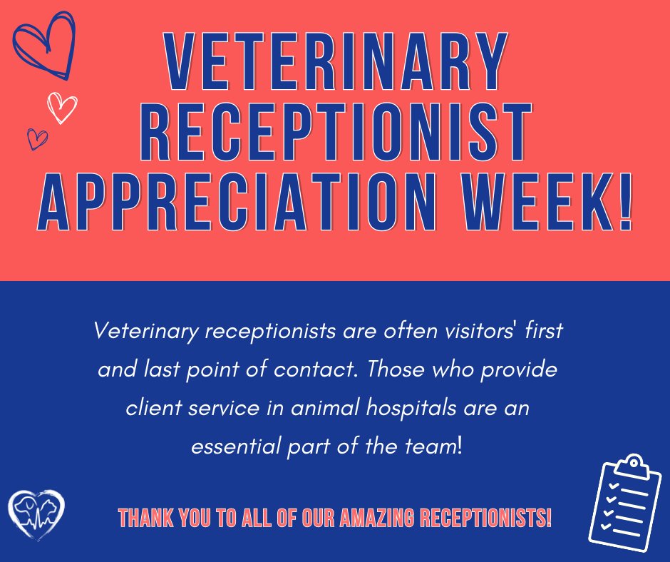 It's Veterinary Receptionist Appreciation Week! We couldn't do it without each and everyone of our amazing front desk team! 💙