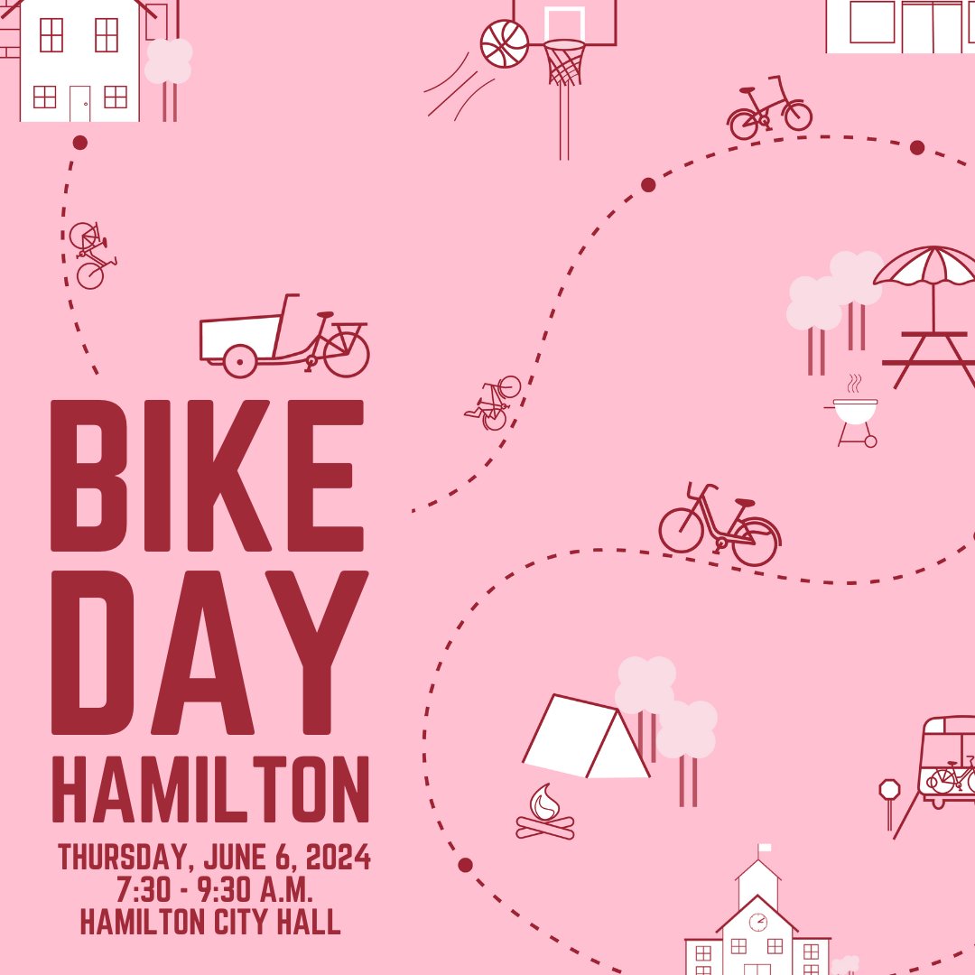 SAVE THE DATE #HAMONT! 🚲@cyclehamont and @smartcommuteham have teamed up to bring you Bike Day on Thursday, June 6 at City Hall! Join us from 7:30-9:30am for treats, group rides, coffee, and more!🚲 #bikedayhamilton24 @smartcommuteham