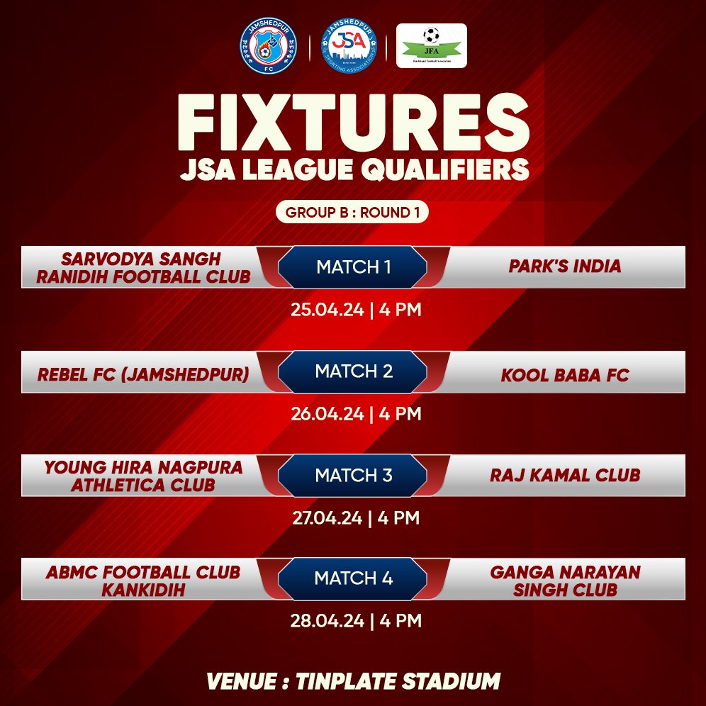 Mark your calendars! 🗓️ The fixtures for Round 1 of the JSA Qualifications are here.⚽ #JamKeKhelo #ApnaJSALeague #jsaleague #jsaleague2024 #football #indianfootball