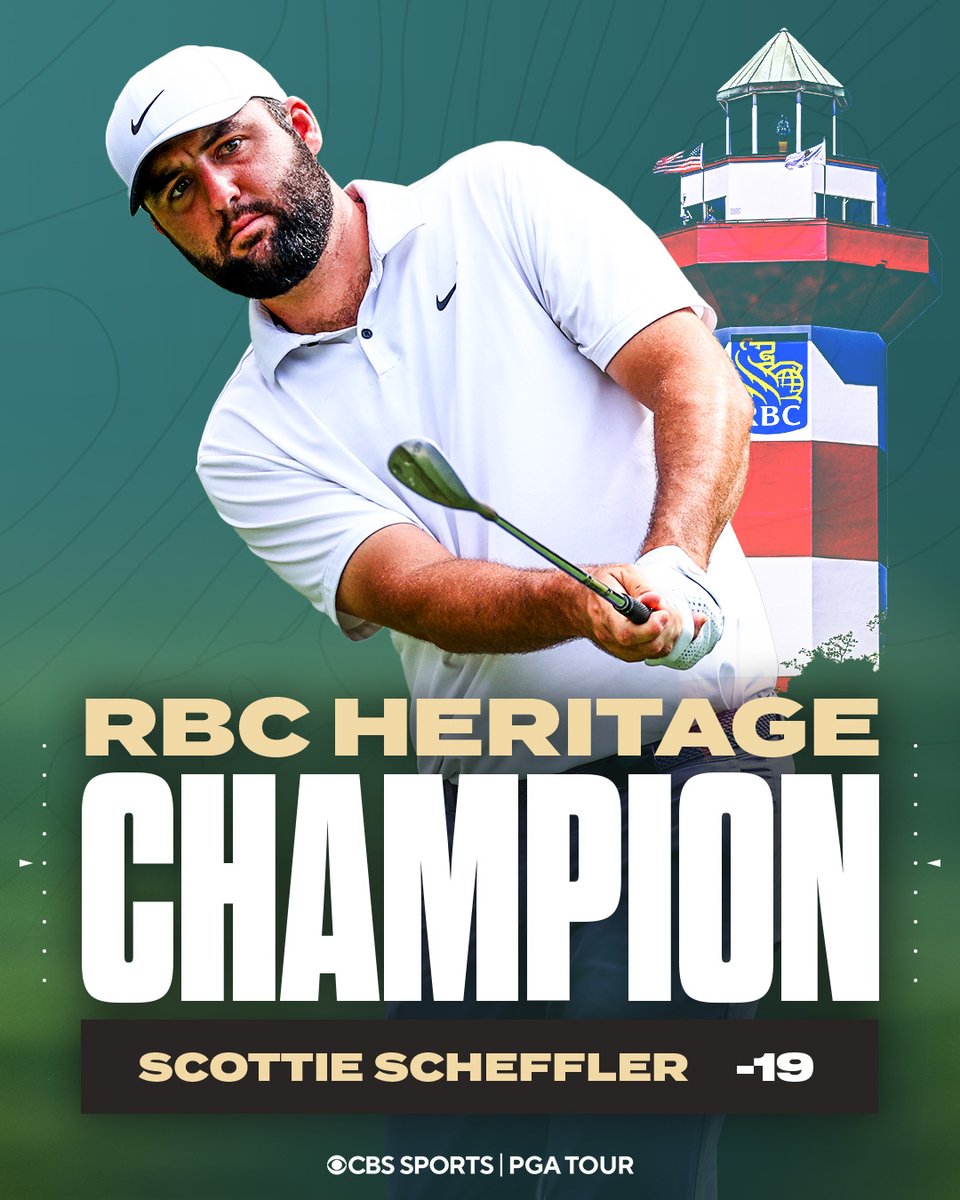 SCOTTIE SECURES THE RBC HERITAGE 🏆 He wins in 4 of his last 5 starts.