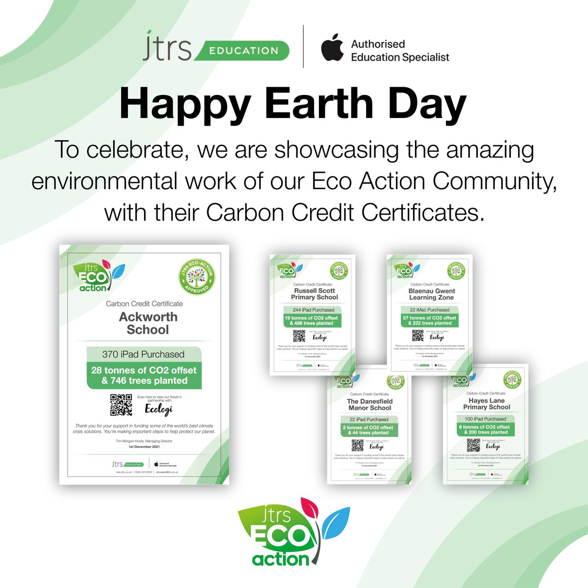 Happy Earth Day!

To celebrate, we are showcasing the Carbon Credit Certificates from our climate positive Class Act subscriptions!

Discover the full certificate gallery here: lnkd.in/eqhWvQi9

#EarthDay #iPad #Sustainability