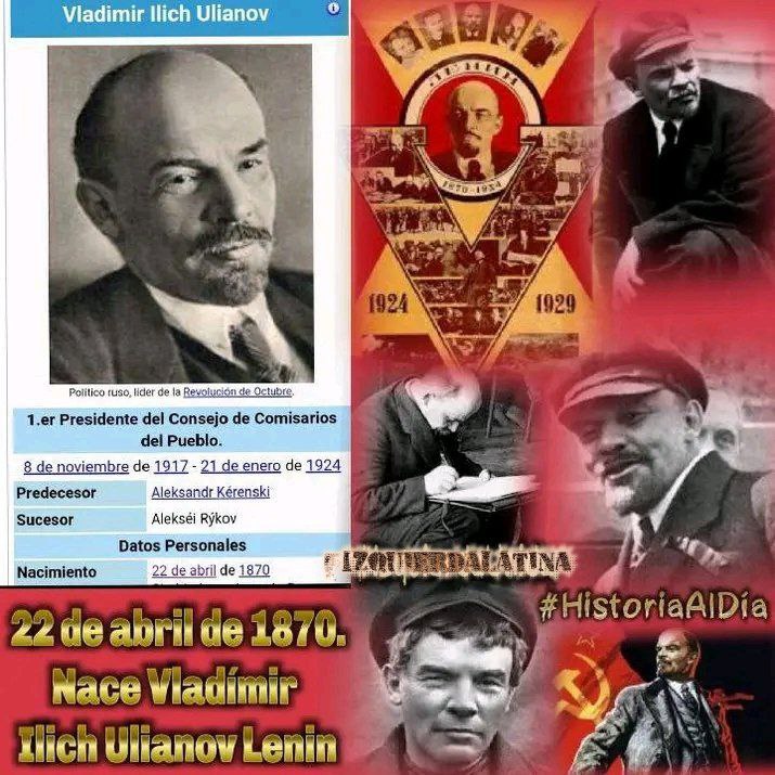 El nacimiento de  Vladimir Ilich Uliánov, tuvo lugar el 22 de abril de 1870 en Simbirsk, Rusia. Fue un líder revolucionario y político clave en la Revolución Rusa de 1917. Su influencia fue significativa en la formación del rejimen comunista
#TenemosMemoria
#CubaViveEnSuHistiria