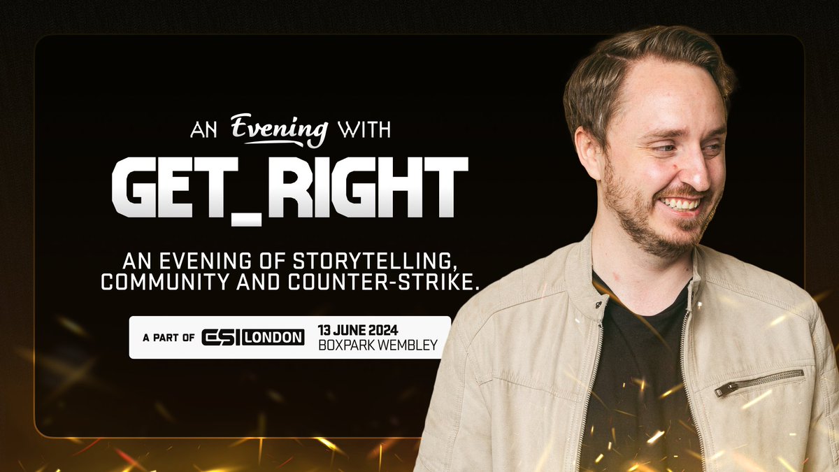 📢 Please welcome the legendary Christopher “GeT_RiGhT” Alesund, as our guest of honour for An Evening With at ESI London

<a href="/GeT_RiGhT/">Christopher Alesund</a> will be sharing all with the audience members including:

🔫 His experience over 14 years playing CS professionally
👀 Insider stories from his