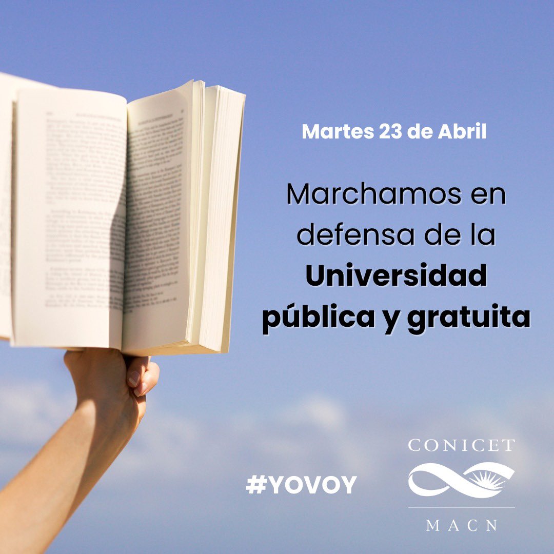Mañana nos sumamos a la Marcha Nacional Educativa en defensa de la universidad pública y gratuita. 
Porque un país sin educación es un país sin ciencia, sin soberanía y sin futuro.

#yovoy #marchauniversitaria #universidadpublicaygratuita