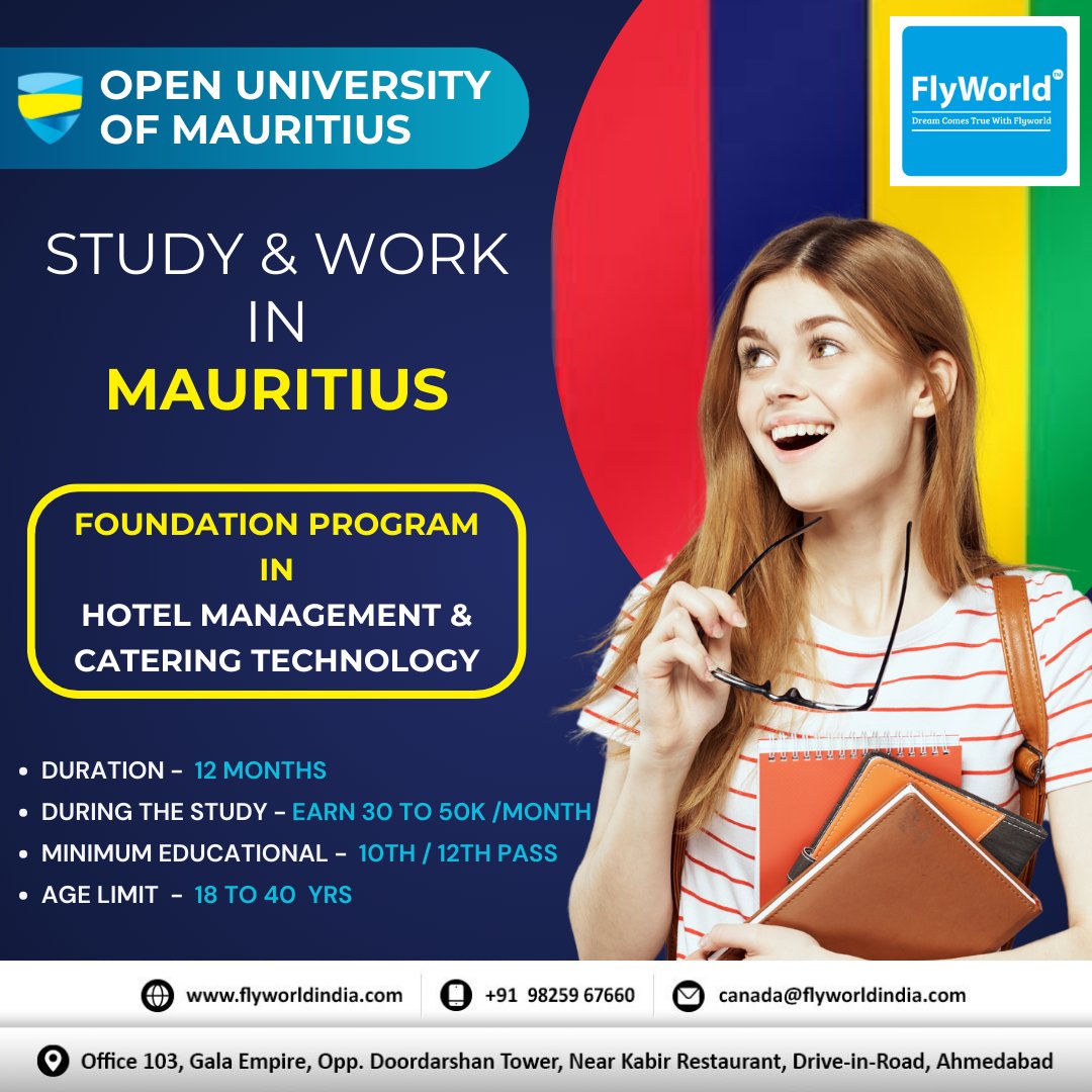 Experience the Beauty of Mauritius While Pursuing Your Dreams !! Study & Work Opportunities Available in Hotel Management & Catering Technology at the Open University of #Mauritius. ✈✈  

#StudyinMauritius #WorkinMauritius #MauritiusOpportunities #students #careergoals