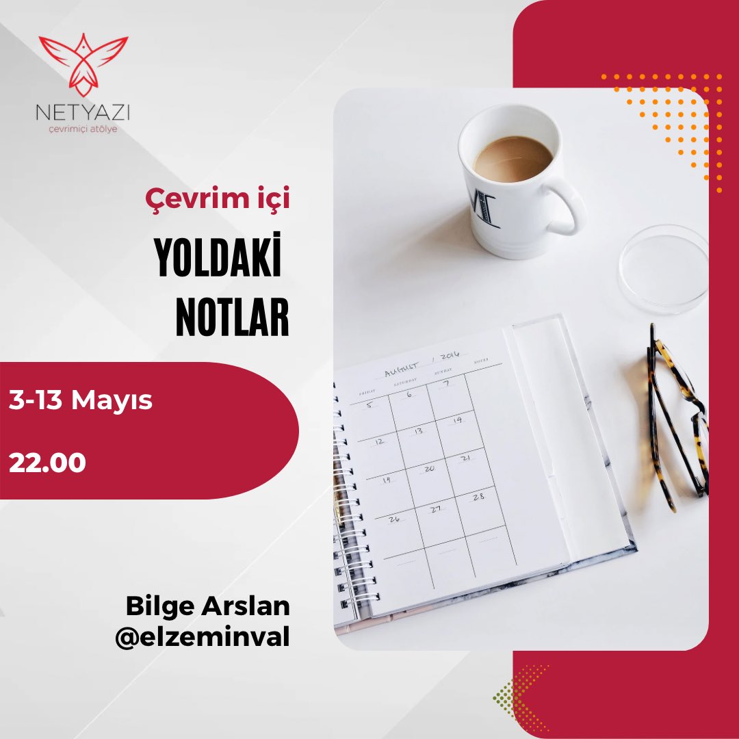 Herkese merhaba 🤍 Sevgili Bilge Arslan (@elzeminval) ile Yoldaki Notlar atölyemiz başlıyor 🌸

📆 3-13 Mayıs 
🕘 22.00
🏷️ Ücret toplam: 400₺