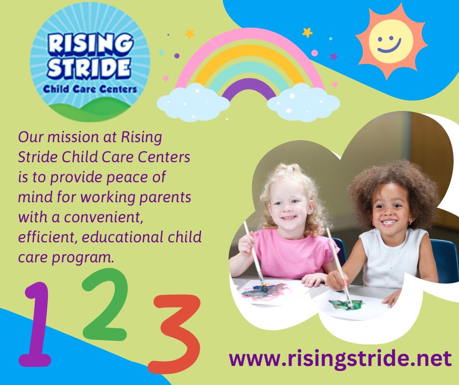 At Rising Stride Child Care Centers, we always encourage kids to grow, have fun, and thrive through education. risingstride.net
#qualitychildcare #preschool 
#toddler #ChildCareCenter #earlylearning #delco #risingstride