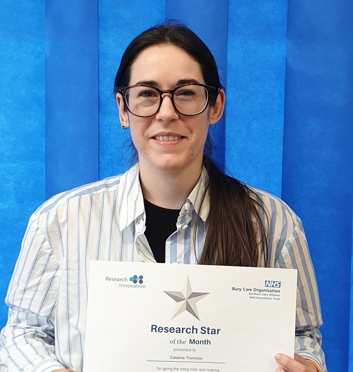 Super-efficient & helpful Catalina Troncoso is our Research Star of the Month @buryco_nhs. Administrator Catalina has made a huge impact in a short time in the Gastroenterology research team -she has a proactive attitude & many sponsors say they wish other sites had a Catalina!