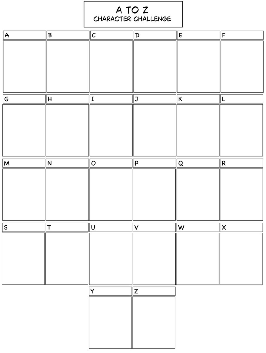 sakura_rose12's tweet image. I made myself an art challenge template. An alphabet character challenge! Send me some characters beginning with A please and I’ll do this in my spare time!
