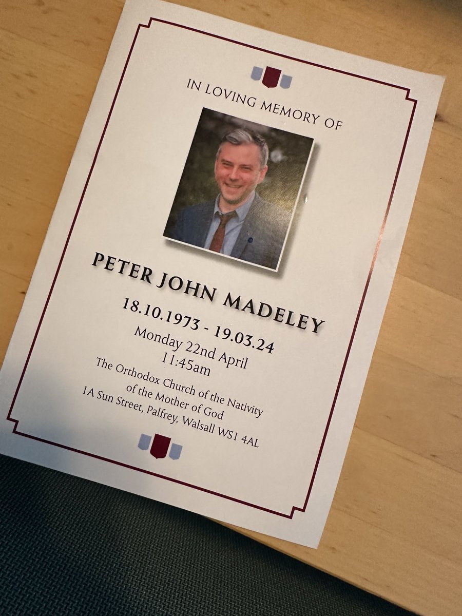 Thinking about the life of the brilliant Pete Madeley at his funeral service today. Taken so young ⁦@ExpressandStar⁩ ⁦@AVFCOfficial⁩ condolences to family friends, colleagues