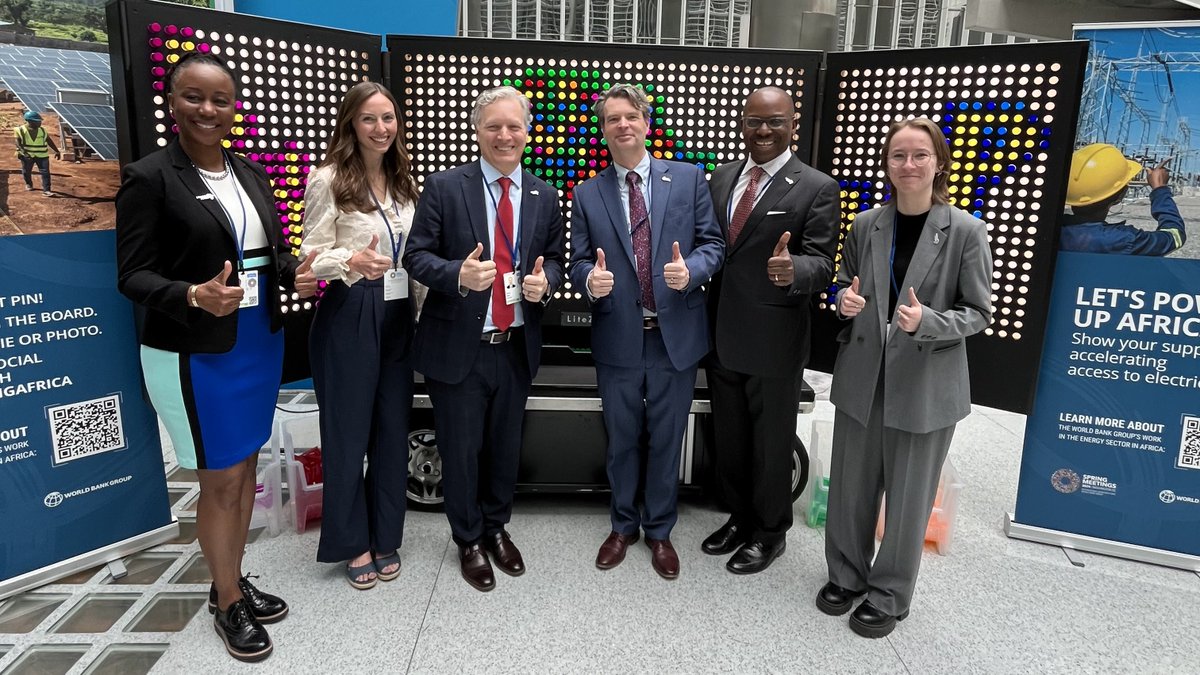 PowerAfricaUS's tweet photo. 👍 for the #WBMeetings! Our team had a jam-packed time in Washington D.C. last week!

💡Takeaways💡

- #ClimateFinance remains a major hurdle to expand #EnergyAccess in 🌍
- Strong partnerships w/ African govts crucial to improve enabling environment for private sector investment https://t.co/0ygY1h0Jpl