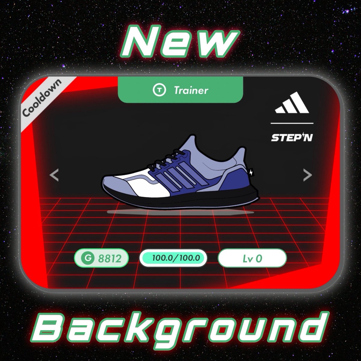 🚀 New background for STEPN x Adidas Raffle Mint participants. Share your favorite background in comment and I give away 50 $GMT for one lucky person one next day😉 This one definitely my favorite. 😍 For me, this sneaker is the most valuable because it is inspired by sports…