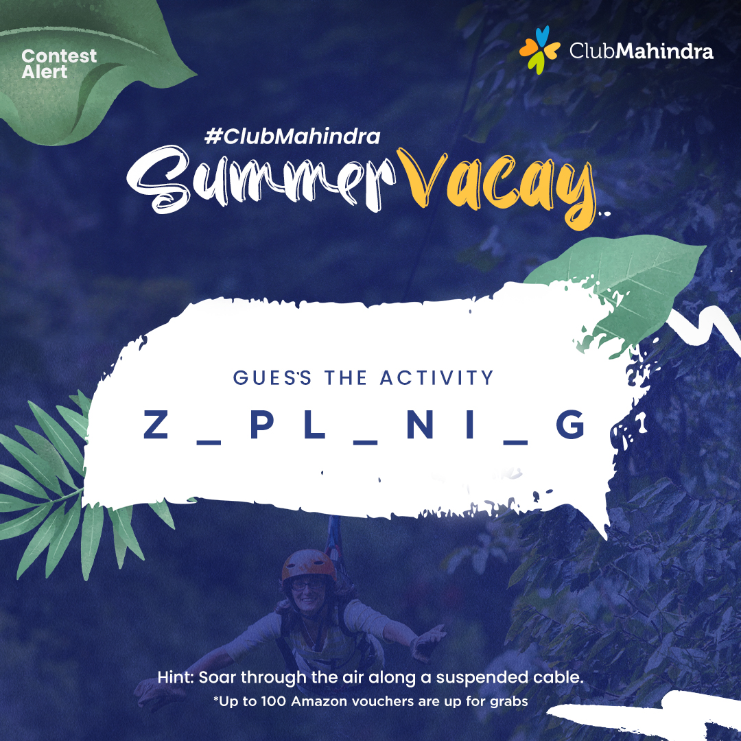 #ContestAlert​ 5 of 12 Participate in all #ClubMahindraSummerVacay contest posts & win.​ STEPS 1) Commenting using #ClubMahindraSummerVacay & @clubmahindra is mandatory​​ 2)Participate in all 12 contest posts Winners get Amazon vouchers worth INR 500 each.​​LAST DATE: 5th May24