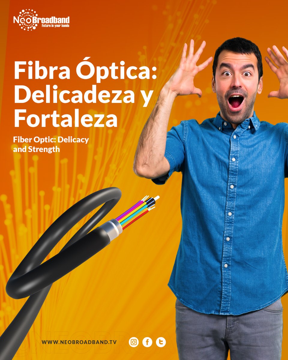 NeoBroadband's tweet photo. 🔌 Sabías que la #fibraóptica es tan fina como un cabello humano, con un grosor aproximado de solo 8 micras en su modo monomodo y posee una resistencia sorprendente, a pesar de su delgadez, es muy fuerte y puede soportar casi 100 kilos de tensión sin romperse.

¿Lo sabias? https://t.co/MBmC3QVbsO