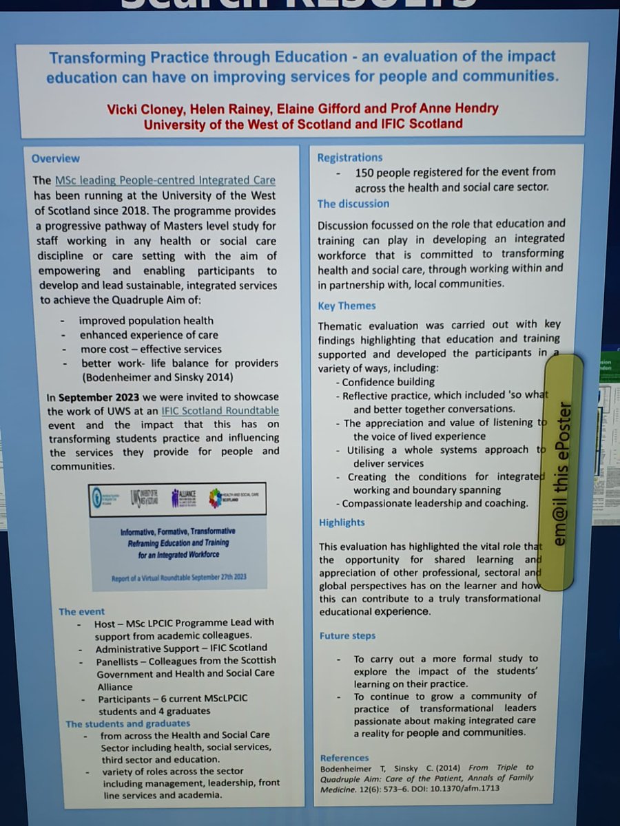 Vicki Cloney (@vcloney) on Twitter photo Great to see our poster at #ICIC24 showing how <a href="/uwshealth/">UWS School of Health</a> and <a href="/IFICInfo/">IFIC Updates</a> are working together to educate Scotland's heath and care workforce. <a href="/helenr1976/">Helen Rainey</a> Elaine Gifford and <a href="/AnneIFICScot/">Anne Hendry</a> Great to see our poster at #ICIC24 showing how <a href="/uwshealth/">UWS School of Health</a> and <a href="/IFICInfo/">IFIC Updates</a> are working together to educate Scotland's heath and care workforce. <a href="/helenr1976/">Helen Rainey</a> Elaine Gifford and <a href="/AnneIFICScot/">Anne Hendry</a>