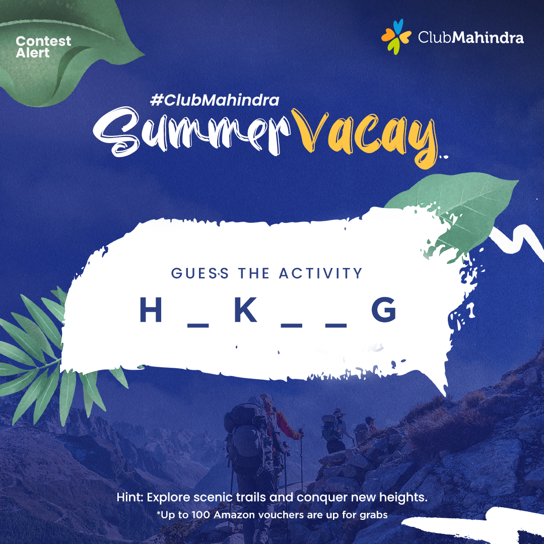 #ContestAlert​ 6 of 12 Participate in all #ClubMahindraSummerVacay contest posts & win.​ STEPS 1) Commenting using #ClubMahindraSummerVacay & @clubmahindra is mandatory​​ 2)Participate in all 12 contest posts Winners get Amazon vouchers worth INR 500 each.​​LAST DATE: 5th May24