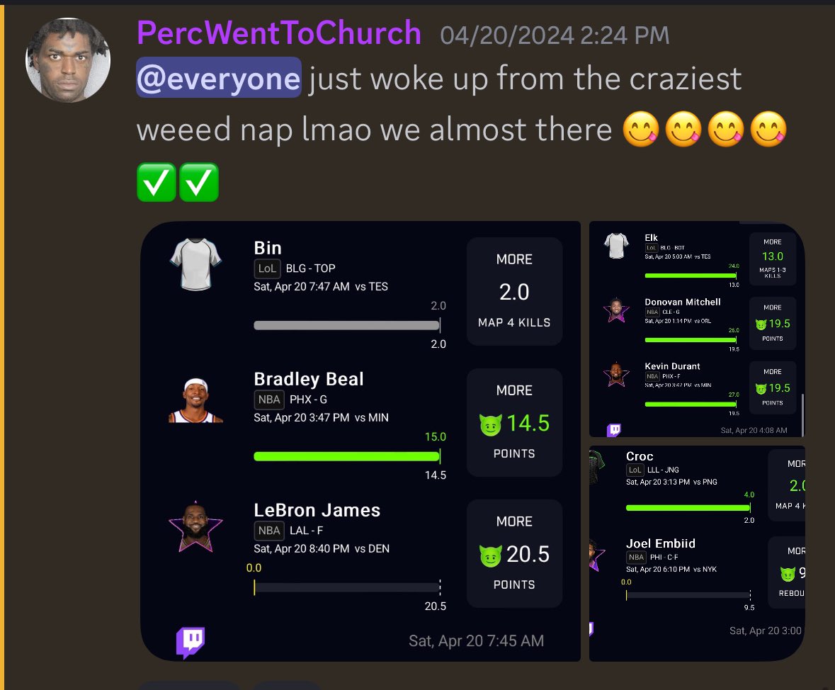 obvlly's tweet photo. NBA Playoffs is here 💰✅

Join the FREE Discord to cash out w us 

The team starting off strong 💪✅

https://t.co/Ug1Q2MEqi4

#PrizePicks #GamblingTwitter #PlayerProps #PlayerPropBets #prizepicksPotd #PrizepicksSoccer https://t.co/6KzIhb3D0g