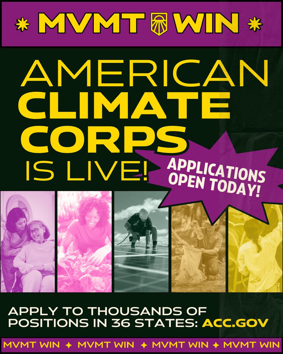 sunrisemvmt's tweet image. Today, the vision young people organized tirelessly for becomes a reality. American Climate Corps applications are live!

The program will pay 20,000 young people to better our communities and stop the climate crisis. 

Apply here: acc.gov