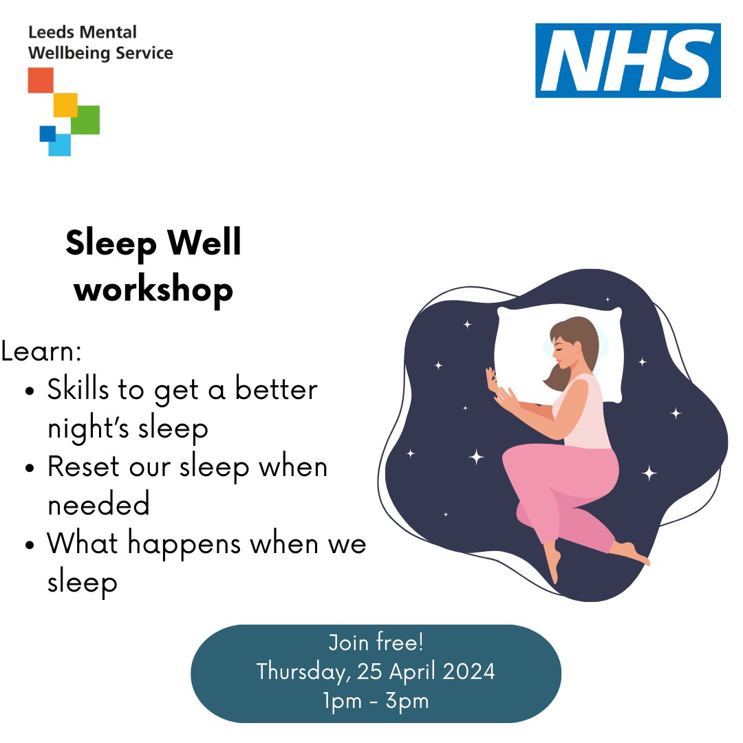 Struggling to catch those Z's? 😴Join our sleep well workshop in just 3 days! Register now to learn tips and tricks for a better night's sleep. Don't miss out on this chance to finally get some quality shut-eye! 💤 To register, follow the link below: leedscommunityhealthcare.nhs.uk/our-services-a…