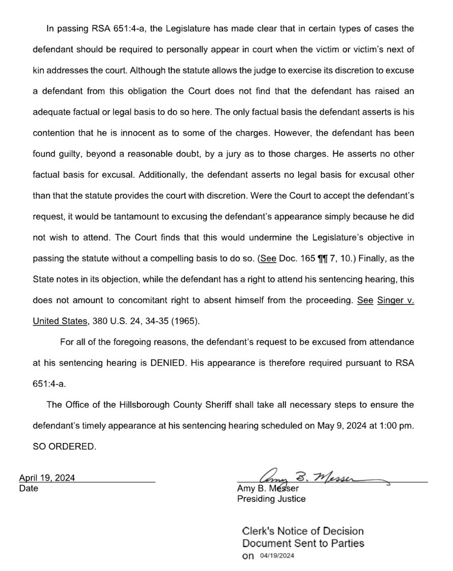 New Doc: #AdamMontgomery has been OFFICIALLY ORDERED by Judge Messer to BE IN THE ROOM during sentencing, by ALL MEANS NECESSARY! #JusticeforHarmony
#StillMissing #HarmonyMontgomery