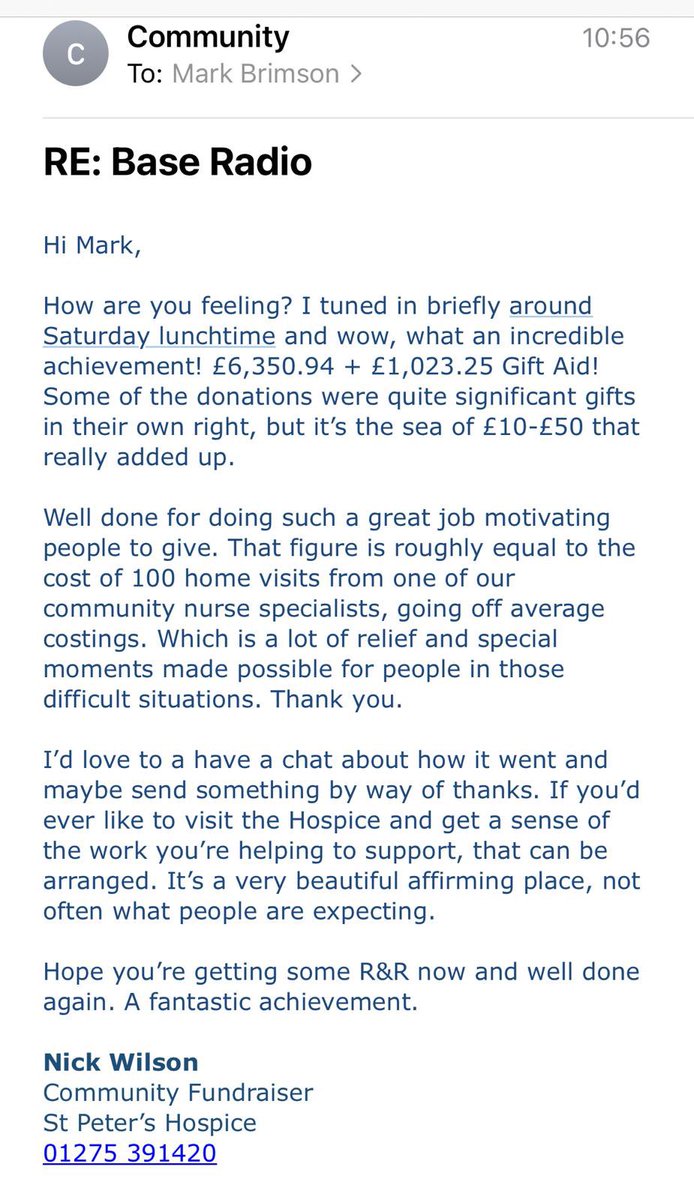 Thanks for all your donations over the weekend, to get some understanding of their importance, this is what a difference we’ve made to @stpetershospice 💙