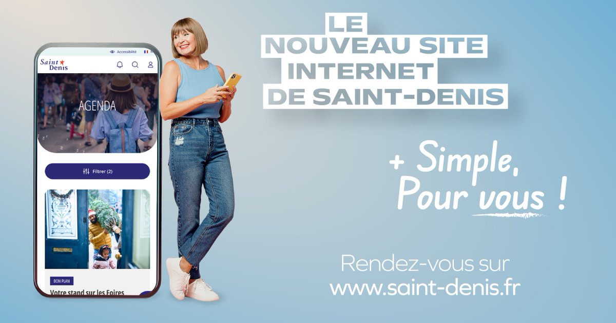 INFO PRATIQUE | Le nouveau site internet de Saint-Denis a été repensé pour faciliter la navigation et l'accès aux services de la Ville. 👉 Des textes faciles à lire et à comprendre, un site inclusif et traduit en 46 langues : swll.to/FcMoa64