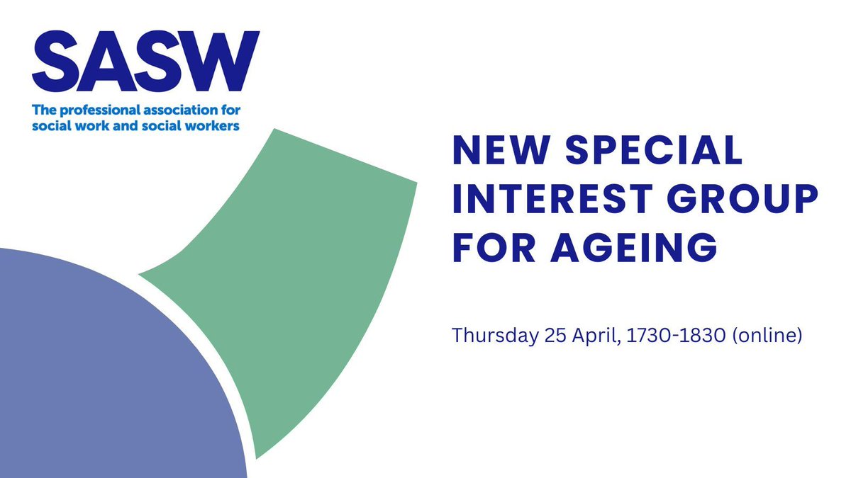 Join us this Thursday for the new UK-wide Special Interest Group for Ageing. The group will be a social work voice for policy and practice change, alongside older people. 25 April 1730-1830 (online) Register 👉 buff.ly/43YMD90