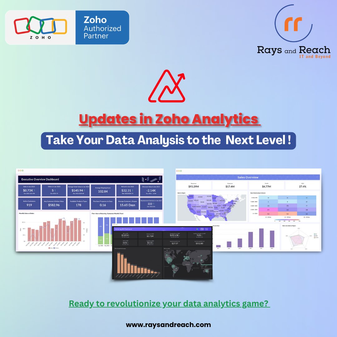 Rays_and_Reach's tweet photo. Elevate your data analysis with the latest updates in @ZohoAnalytics 2024 !
Connect with us at www.raysandreach or drop us an email at contact@raysandreach.com
#ZohoAnalytics #RaysAndReach #ZohoPartner https://t.co/WUpZWwHygp