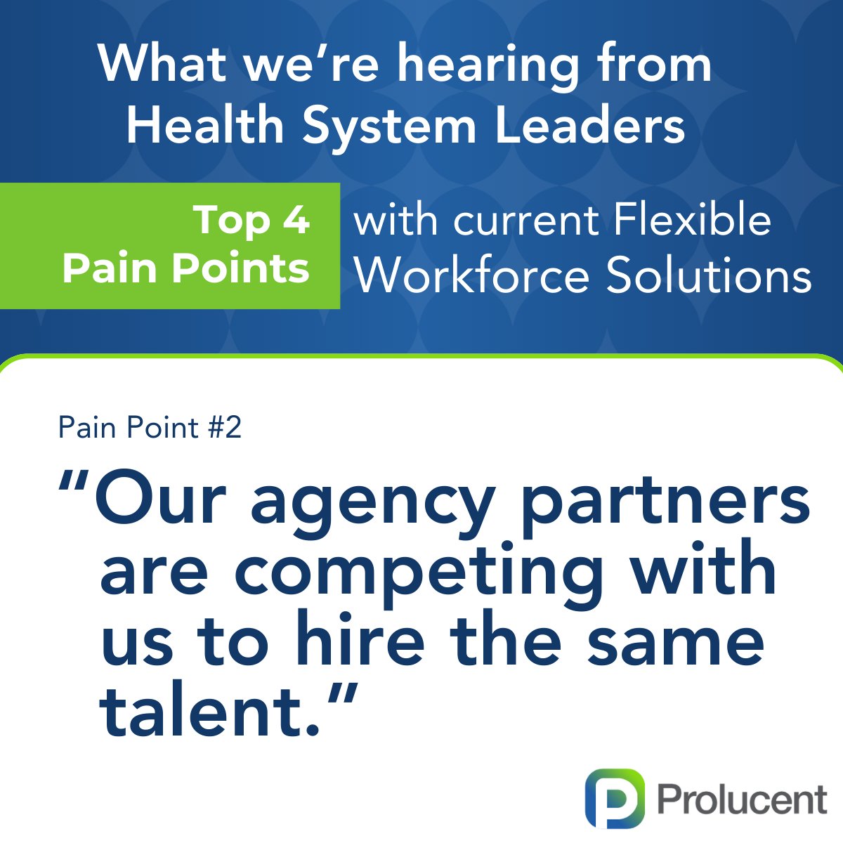 Prolucent is incentivized to help you build the flexible model that makes you the employer of choice.  We’re never in competition with you for your talent. 

#FlexibleWorkforce #InternalAgency #InternalResourcePool #Prolucent #healthcarerecruiting