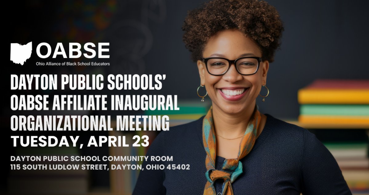 One week from today! OABSE will be hosting the Inaugural Organizational Meeting on Tuesday, April 23rd at 115 S. Ludlow St. It's an opportunity to join NABSE/OABSE & create conditions for academic excellence for black and brown students. Register here - lp.constantcontactpages.com/ev/reg/6bvx4gz…