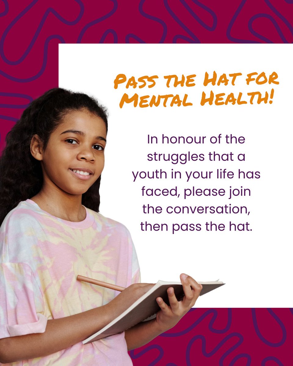 Let’s show our youth in crisis that no one should be left behind! In honour of the struggles you or a loved one has faced, please engage by adding to the conversation, then PASSING THE HAT🎩 Learn more about the campaign at hatsonforawareness.com/passthehat2024 ⁠ #PASSTHEHAT2024