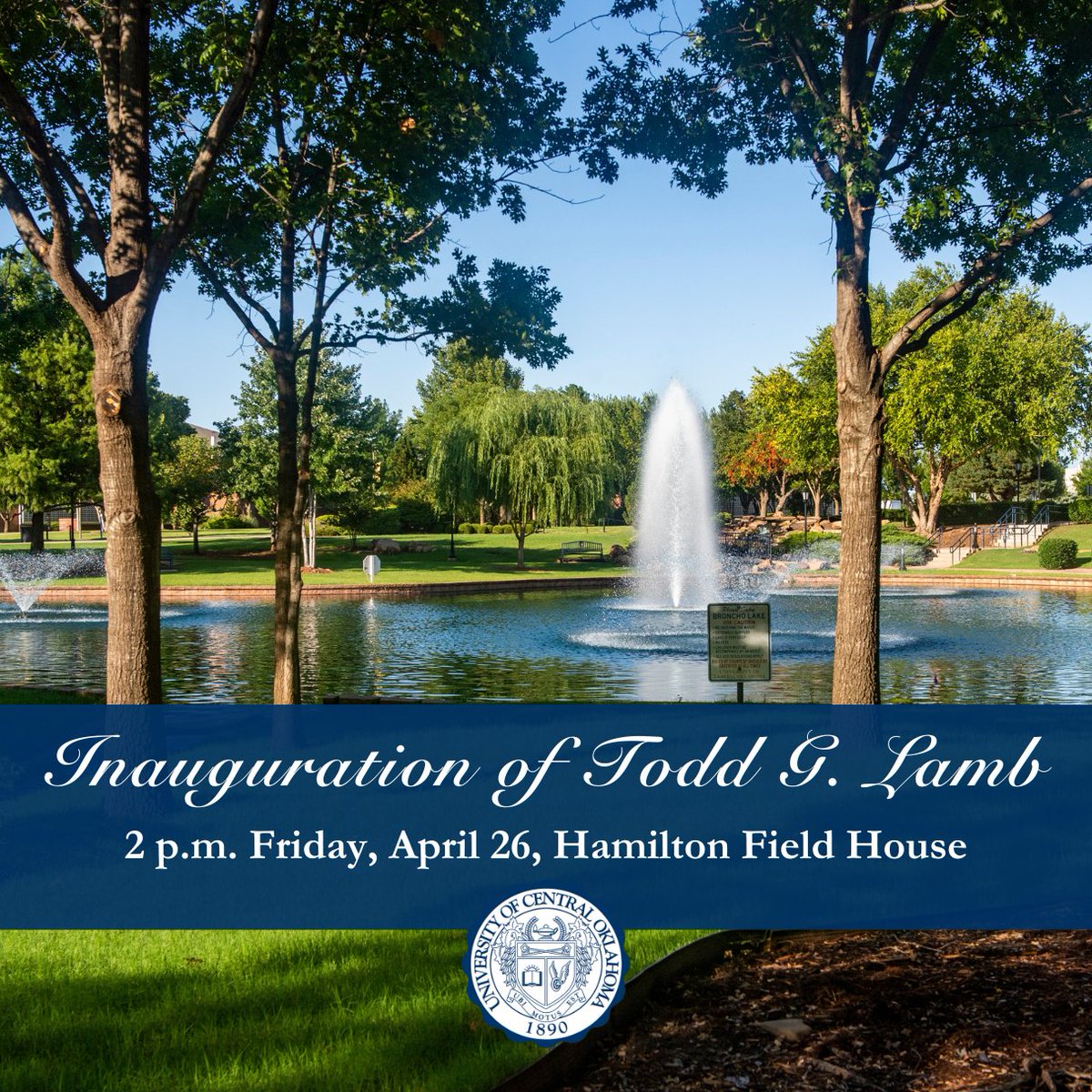 Be a part of UCO history! Make plans to attend the inauguration of UCO’s 22nd President Todd G. Lamb, this Friday! UCO students, faculty, staff, and our community are encouraged to attend. For more information on inauguration and this week's events, visit inauguration.uco.edu