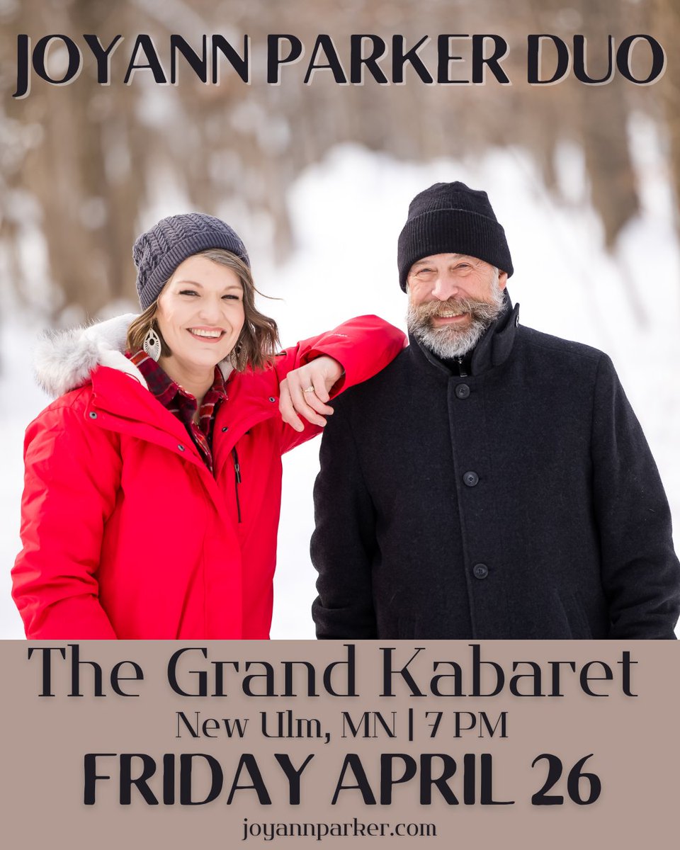 Another show for my Minnesota friends: come see us Friday April 26th at The Grand Kabaret! Click here for more info: thegrandnewulm.org/event/joyann-p… #livemusic #concertvenue #NewUlmMN