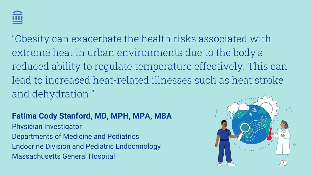 To celebrate #EarthDay2024, we asked our researchers how climate change impacts our health. @askdrfatima from @mghmedicine and @mghfc discusses the impact on patients with obesity. Read more: massgeneralbrigham.org/en/about/newsr… #obesity #health #climate