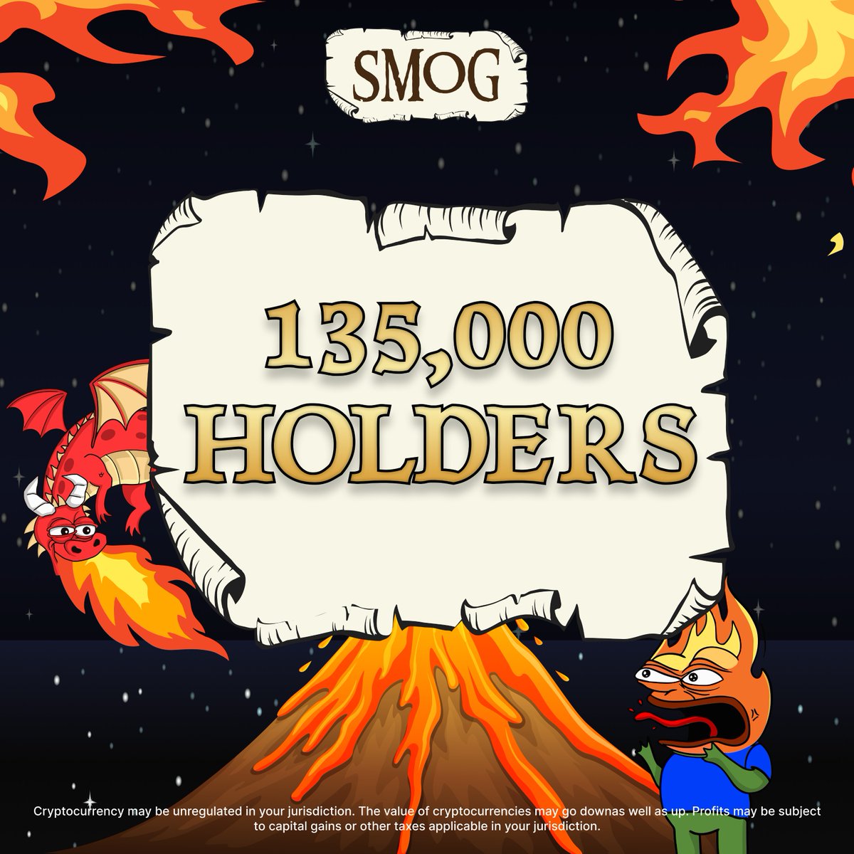 🎊 Amazing news, #Dragons! 🌠

We've reached a remarkable milestone, with 135,000 holders and counting in the #SMOG community! 📈🐲

Complete your daily quests as we celebrate this incredible accomplishment and strive to keep our momentum soaring! 🎉✨

#Web3 #Altcoins #SMOGSOAR