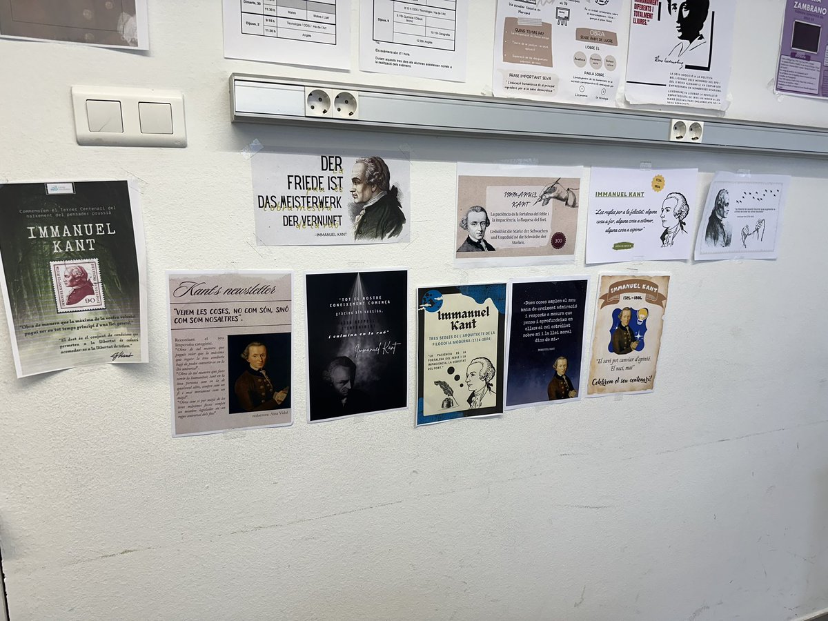 standreu's tweet photo. Avui l'alumnat d'Història de la Filosofia de #2BAT ha commemorat el tercer centenari del naixement del filòsof Immanuel #Kant amb cartells que inclouen frases de les seves obres. #filosofia https://t.co/hPWG8XDacr