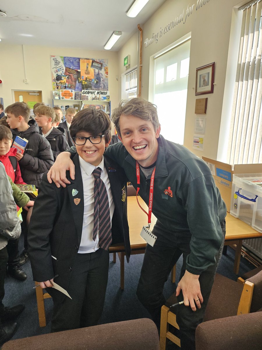 birinus_st's tweet photo. Matt Oldfield writer of 'Playground to the pitch' books, and a bit of a hero at SBS visited and gave a fantastic talk, signed books and ran a writing workshop - he's even more of a hero now!  @footieheroesbks https://t.co/jXQrdQGm5o