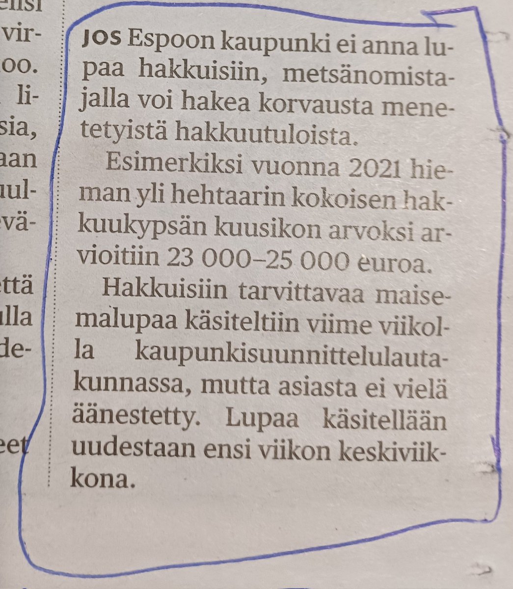 AiriMatila's tweet photo. Mielenkiintoinen Keskuspuistokeissi @EspooEsbo'ssa, kun virkistysmetsä on kaavoitettu yksityisen maalle. Miten toimia? Vastaukset löydät Metsänomistajan kaavoitusavun Korvaukset -luvusta! @TAPIOForestry @metsakeskus https://t.co/L6OFm0PJHg https://t.co/YKzIT97OlG