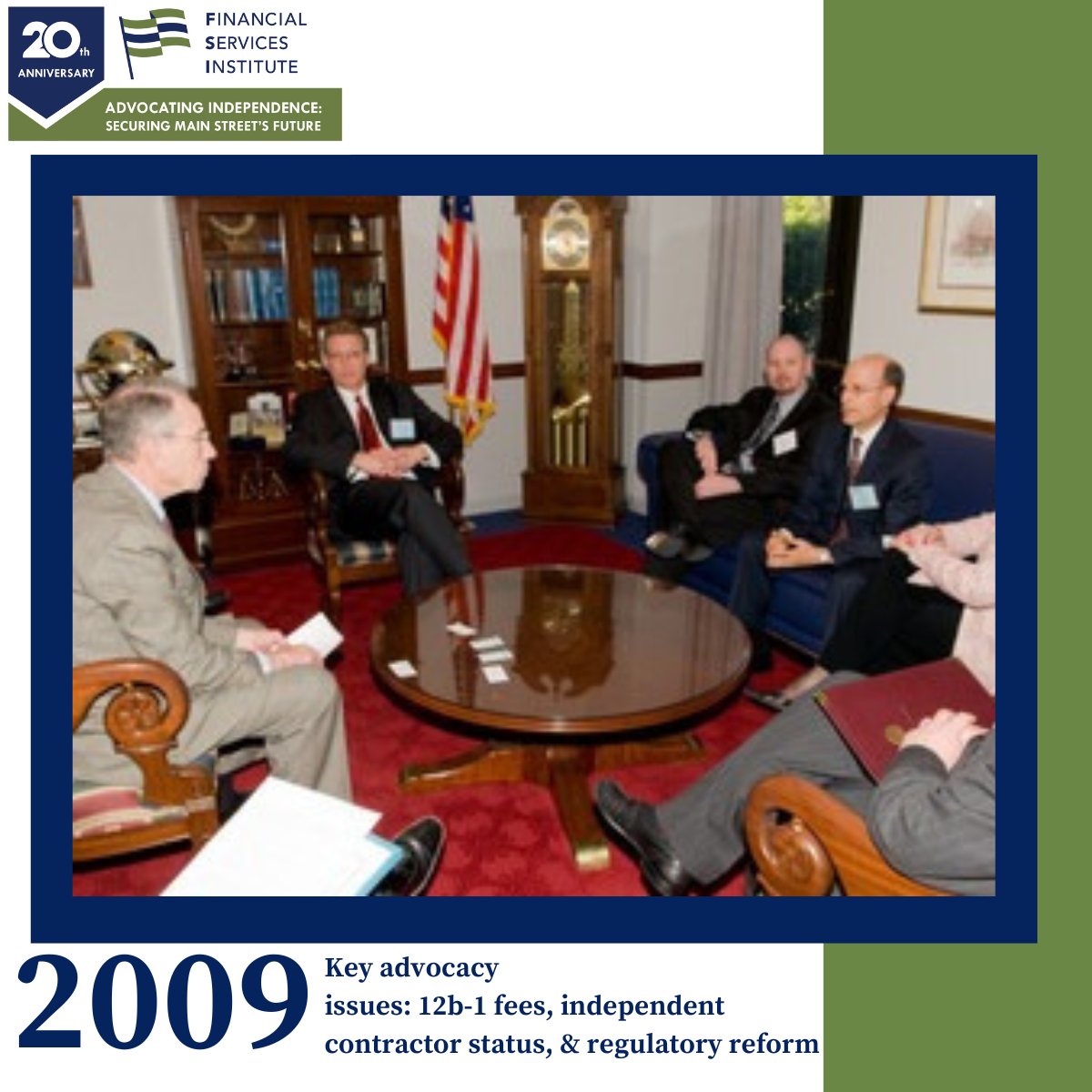Take a look back at our accomplishments over the last two decades! In 2009, FSI advocated for several key issues such as 12b-1 fees, independent contractor status & regulatory reform.#20YearsofFSI #20thanniversary