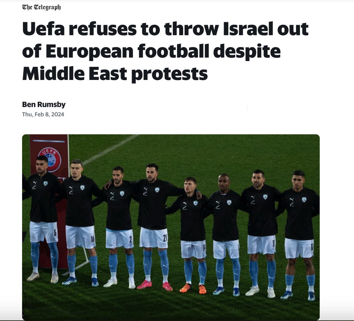 I must be missing something. How is #Israel allowed to compete in European Football tournaments? Is Israel a European country?