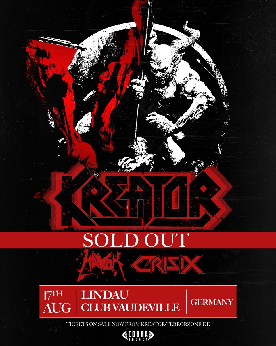 🔥 Kreator’s only club show of 2024 has SOLD OUT! 🔥 Thank you, Lindau, we’ll see you soon!