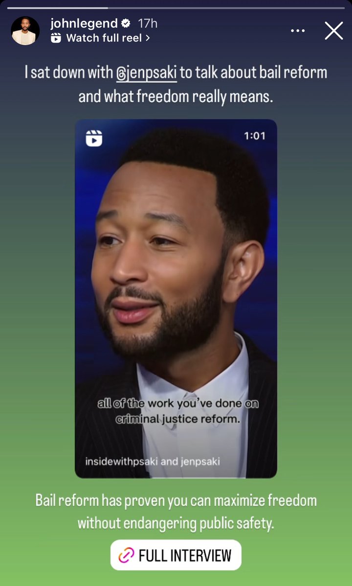 John Legend is an absolute Democrat operative Without any evidence, he claims that “bail reform has proven you can maximize freedom without endangering public safety” I guess he is unaware of all of the people who go on to commit more crimes and murder while out on no-cash bail