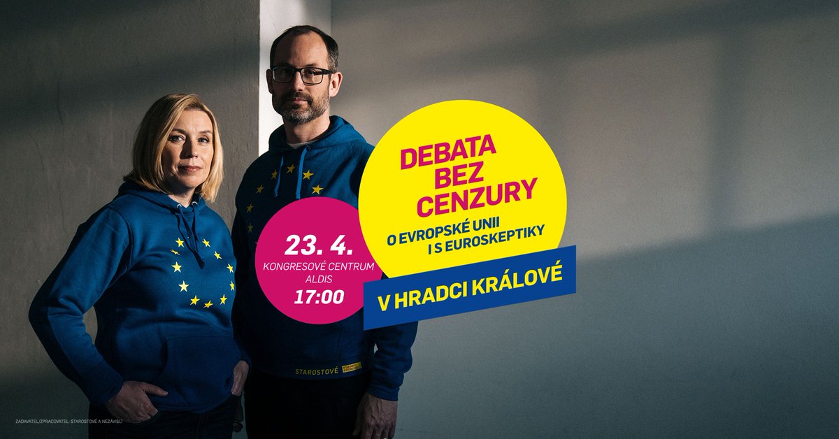 Dominick185's tweet photo. Zítra nás v Hradci čeká Debata bez cenzury s @JanFar_sky a @danusenerudova. Před tím budeme v ulicích a na Baťkově náměstí budeme mít od 13.00 stánek, budu tam, stavte se na kus řeči!

Budou i kandidáti @Adam_Cejka_, @NikolaTurkova, @CzoczkaEU a snad i další. Rádi vás uvidíme! https://t.co/CtGWybXXxf
