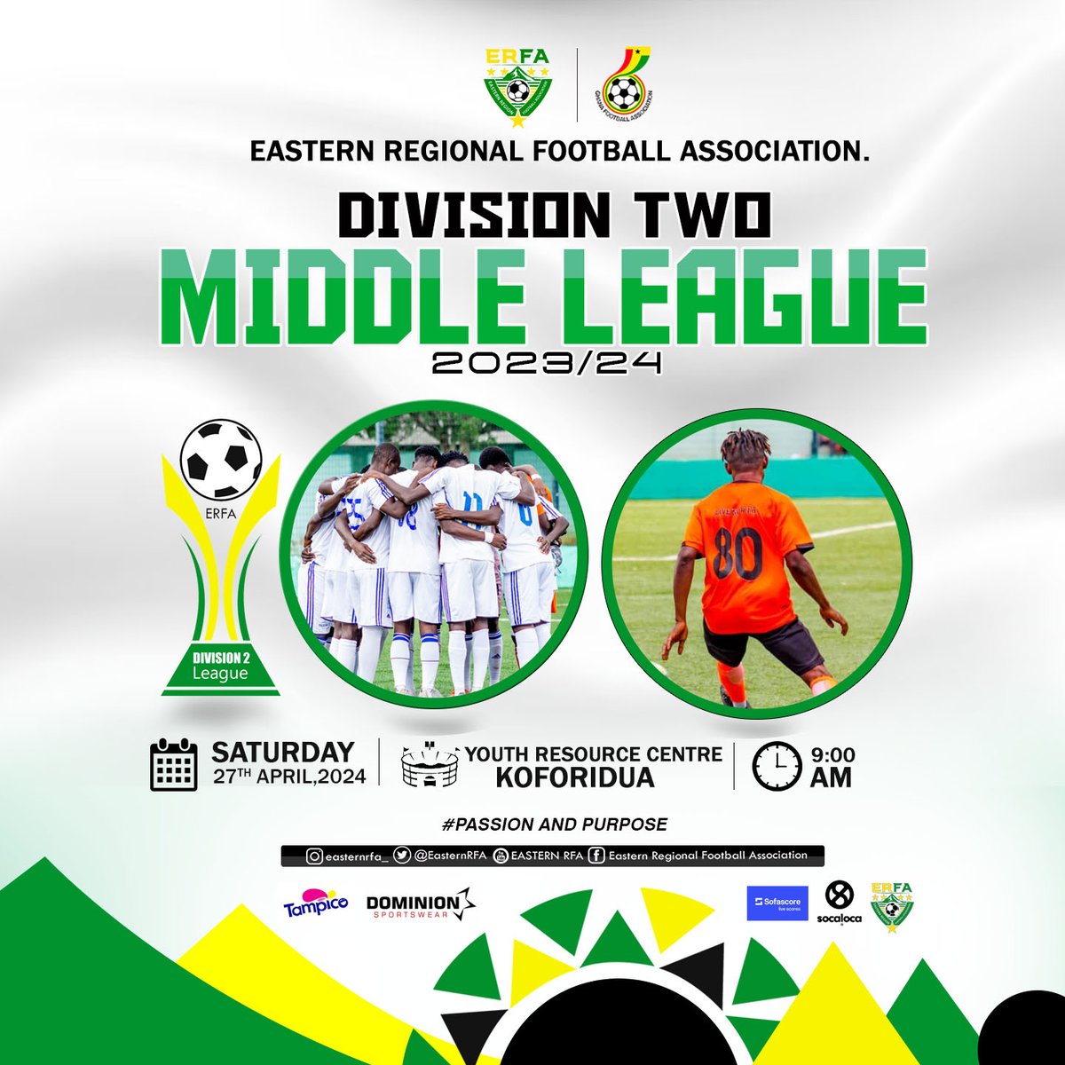 ERFA 2023/24 DIVISION TWO MIDDLE LEAGUE COMMENCE THIS WEEKEND AT THE KOFORIDUA SPORTS STADIUM.