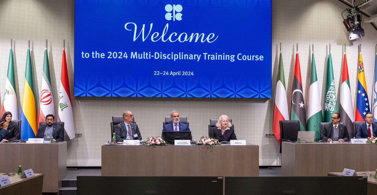 OPECSecretariat's tweet photo. The #OPEC Secretariat is hosting the Annual Multi-Disciplinary Training Course from 22-24 April 2024 via hybrid format. The course aims to offer nationals from #OPEC Member Countries the chance to gain in-depth knowledge of OPEC, its mission and objectives, along with insights into the broader energy sector.
 
In his opening remarks, #OPEC Secretary General HE #HaithamAlGhais welcomed participants and drew attention to the enormous contribution of the oil industry in the enhancement of our daily life. “The oil industry has been largely responsible for the development of society in recent decades,” he said.

HE #HaithamAlGhais further stated that, “We are generally not conscious of the everyday effect oil has on our lives, which is why I want to draw your attention to it now. I want you to be proud to be part of this industry, which has graced humankind with its versatility and omnipresent support of development.”
 
HE #HaithamAlGhais added, “#OPEC is a multicultural and multitalented group of 134 staff from 42 nations. The dedication of this group is incomparable and I am proud to be a part of this amazing Organization.”