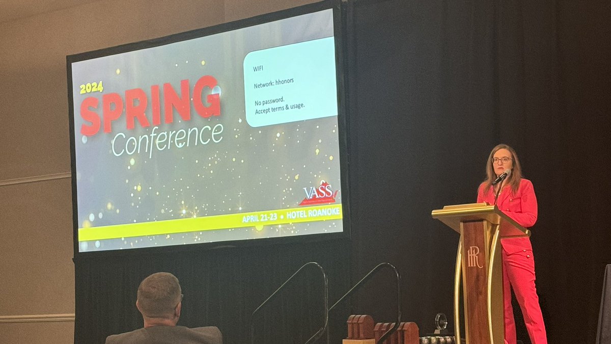 listening to @VA_Supt speak to Va’s division supts @vassnews #vass2024 conf “your work matters to Va’s children -I am so proud to see the work you are doing for them .. and value opportunities to bring support together. We are in the arena with you!” @scl_Va @VA_Partners4Edu